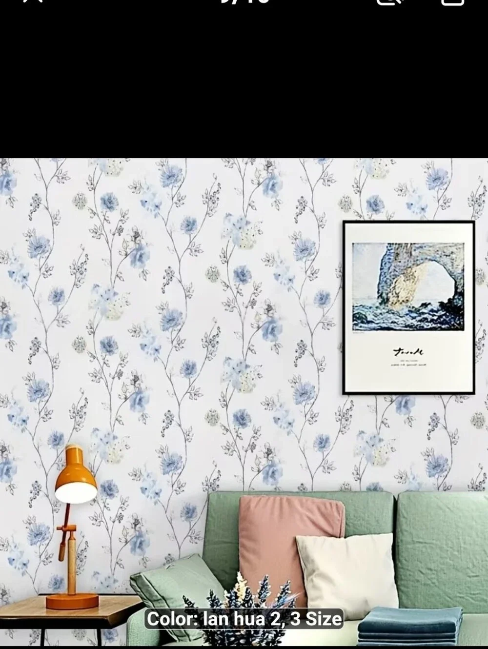 New 3 Rolls Blue Floral Wallpaper #1458-1816